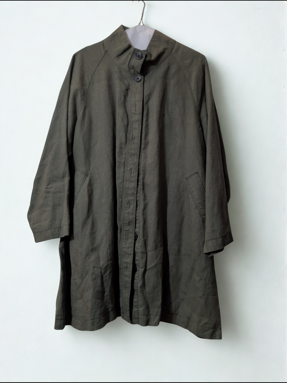 Garnet Hill Olive Green Lightweight Trench Coat